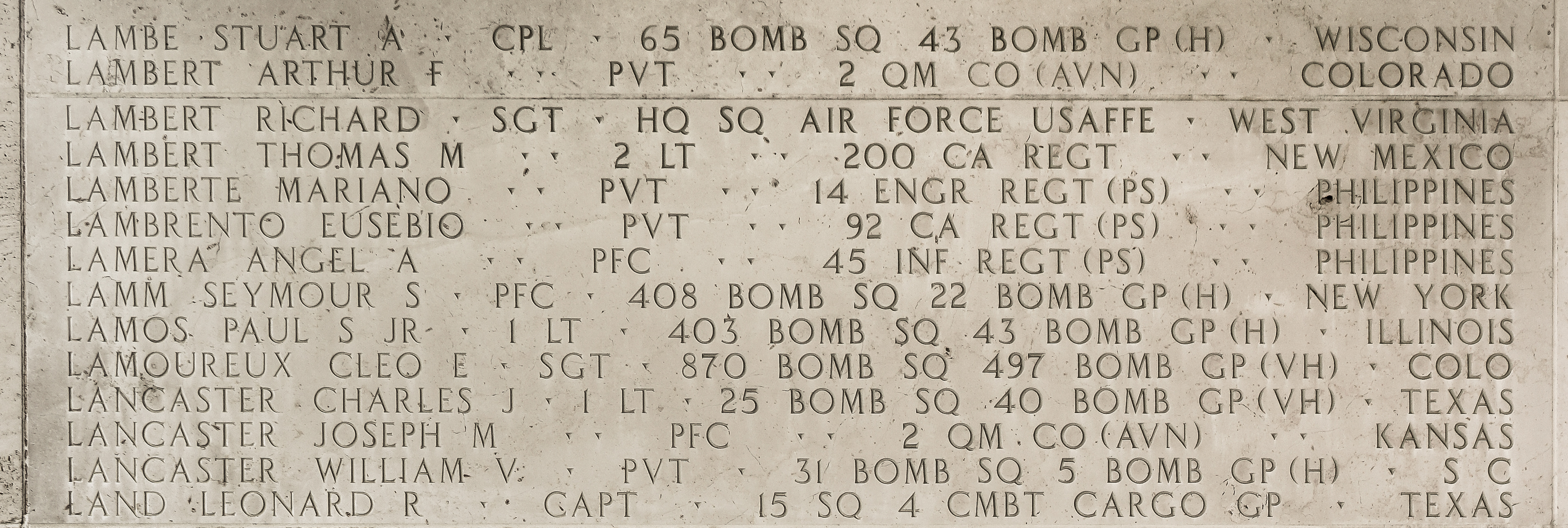 Charles J. Lancaster, First Lieutenant